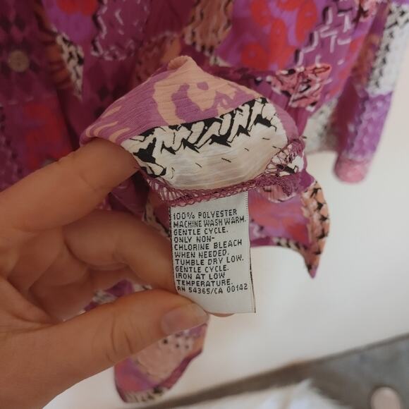 Allison Daley Size 16P Petite Button Up Purple Square Quarter Sleeve Retro - Picture 6 of 10